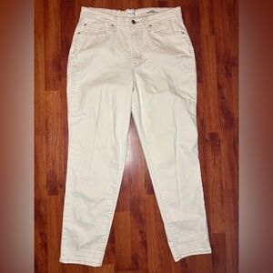 Nicole Miller Super High Rise Taper Light Cream Stretch Jeans